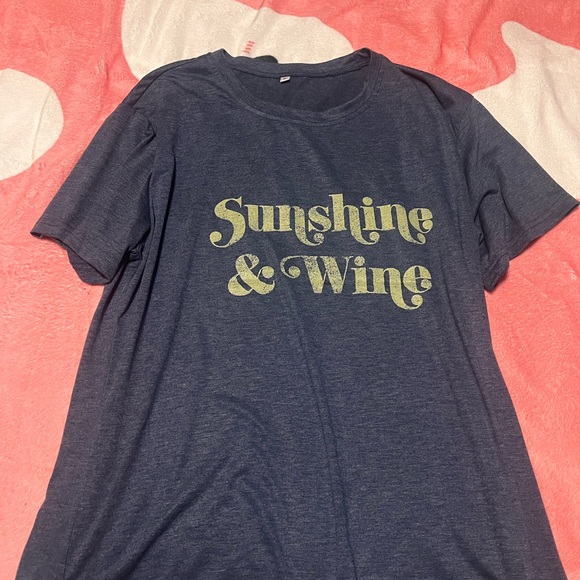Blue Graphic Tee with Sunshine & Wine Print - Picture 1 of 3